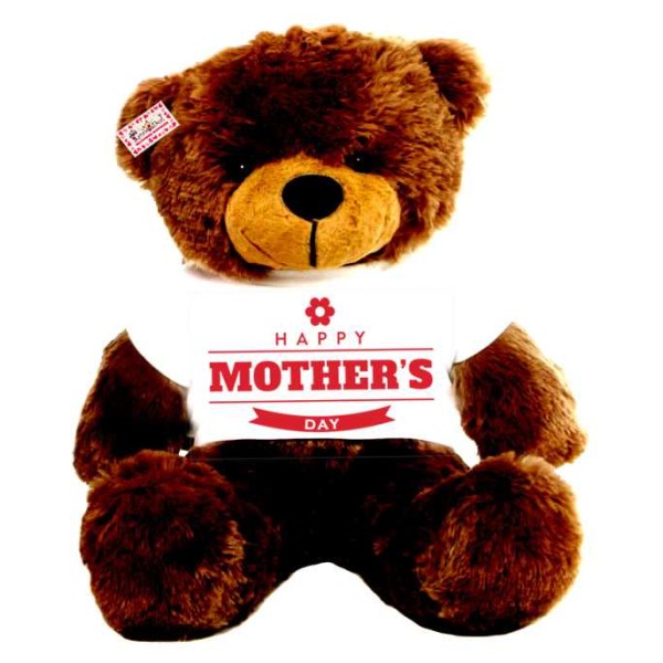 2 feet big brown teddy bear wearing Happy Mothers Day flower T-shirt